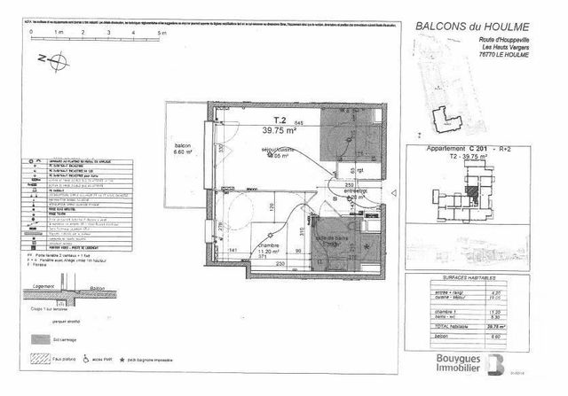 Appartement F2 à louer - 2 pièces - 39.75 m2 - LE HOULME - 76 - HAUTE-NORMANDIE - Century 21 Bruno Ferrand